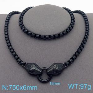 750x6mm Viking Hip Hop Snake Head Necklace Square Chain Stainless Steel Men's and Women's Jewelry - KN287661-Z