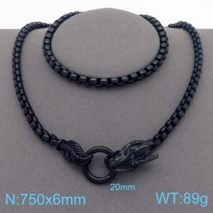 750x6mm=Viking Hip Hop Animal Head Necklace Square Chain Stainless Steel Men's and Women's Jewelry - KN287667-Z