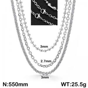 55cm Multi-style Stainless Steel Necklace Women's Set Silver - KN287959-Z