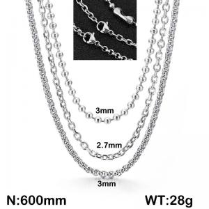 60cm Multi-style Stainless Steel Necklace Women's Set Silver - KN287960-Z