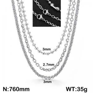 76cm Multi-style Stainless Steel Necklace Women's Set Silver - KN287963-Z