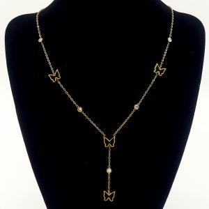 SS Gold-Plating Necklace - KN287985-BI