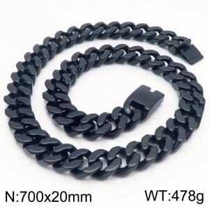 20mm Four sided Grinding Coarse Titanium Steel Necklace for Men's Stainless Steel Smooth Polishing and Black Plating - KN288586-KJX