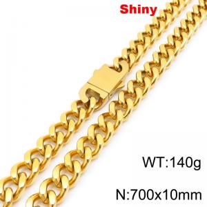 Fashionable and minimalist stainless steel double-sided polished Cuban necklace with double-sided buckle polishing 10 * 700mm necklace - KN288655-Z