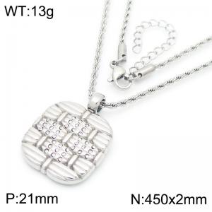 Zirconia Square Pendant Necklace for Women Stainless Steel Trendy Jewelry - KN288787-GC