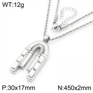 Crystal Stone U Pendant Necklace For Women Stainless Steel Trendy Jewelry - KN288809-GC