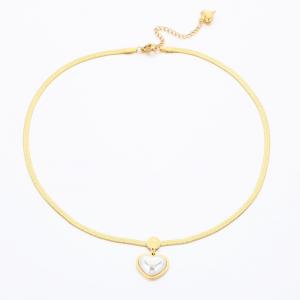 SS Gold-Plating Necklace - KN289874-AQ