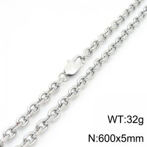 Stainless steel edged 0-chain necklace - KN290197-Z