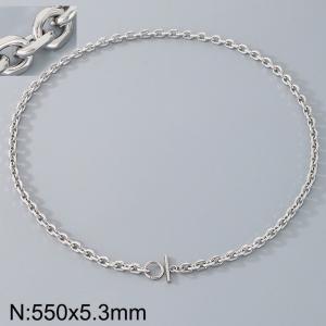 Stainless Steel OT Buckle Grinding Edge O-Chain Necklace - KN290307-Z