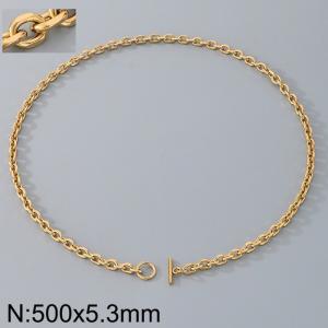 Stainless Steel OT Buckle Grinding Edge O-Chain Necklace - KN290309-Z