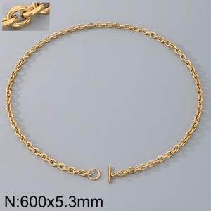 Stainless Steel OT Buckle Grinding Edge O-Chain Necklace - KN290311-Z