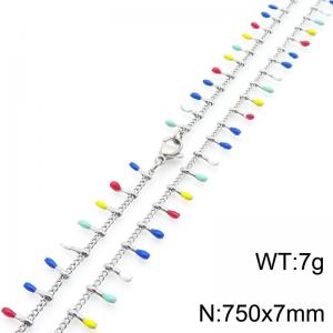 7mm stainless steel fashionable colored matchstick necklace - KN290836-Z