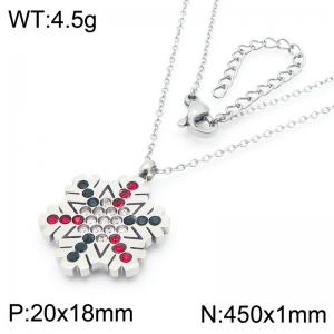 Snowflake Pendant Stainless Steel Necklace For Women Girl Shiny Zircon Gold Silver Color Party Jewelry Gift Wholesale - KN290903-GC