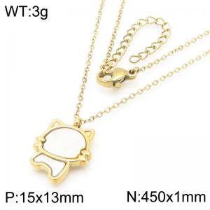 Cat Pendant Stainless Steel Necklace For Women Girl Fashion Cute Gold Silver Color Party Jewelry Gift Wholesale - KN290915-GC