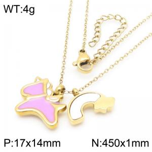 Unicorn Pendant Stainless Steel Necklace For Women Girl Fashion Cute Purple Gold Silver Color Party Jewelry Gift Wholesale - KN290919-GC