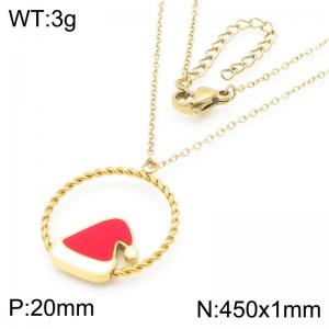 Christmas Hat Pendant Stainless Steel Necklace For Women Girl Gold Silver Color Party Jewelry Christmas Gift Wholesale - KN290929-GC