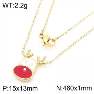 Christmas Moose Pendant Stainless Steel Necklace For Women Girl Gold Silver Color Party Jewelry Christmas Gift Wholesale - KN290933-GC