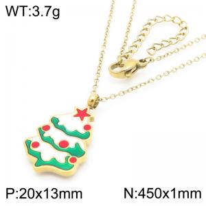 Christmas Tree Pendant Stainless Steel Necklace For Women Girl Gold Silver Color Party Jewelry Christmas Gift Wholesale - KN290935-GC