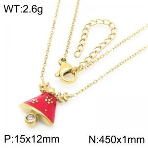 Christmas Camel Bell Pendant Stainless Steel Necklace For Women Girl Gold Silver Color Party Jewelry Christmas Gift Wholesale - KN290939-GC