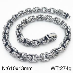 Vintage style antique steel hammer pattern stainless steel men's necklace - KN291043-KJX