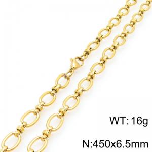 450mm Fashion Stainless Steel Oval Hollow Necklace Circle Knot Chain 18k Gold Necklaces For Women Men - KN291353-Z