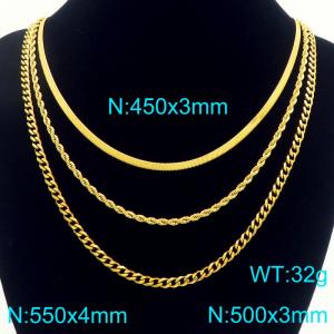 SS Gold-Plating Necklace - KN292225-Z
