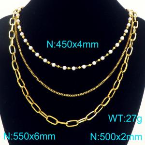 SS Gold-Plating Necklace - KN292227-Z