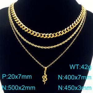 SS Gold-Plating Necklace - KN292290-Z