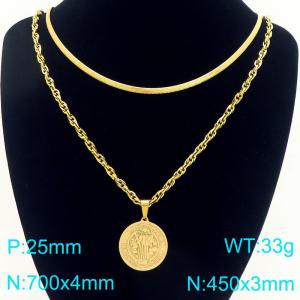 SS Gold-Plating Necklace - KN292303-Z