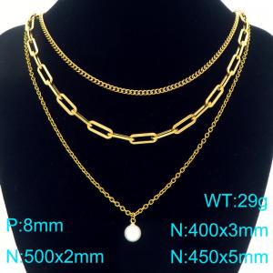 SS Gold-Plating Necklace - KN292308-Z