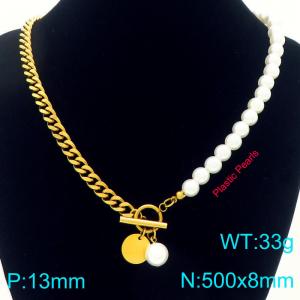 SS Gold-Plating Necklace - KN292464-Z