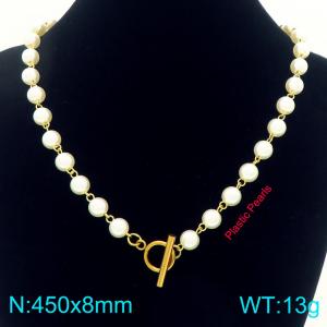 SS Gold-Plating Necklace - KN292465-Z