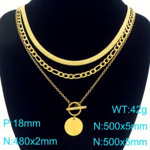 SS Gold-Plating Necklace - KN292565-Z
