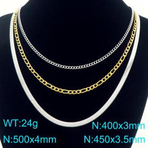 SS Gold-Plating Necklace - KN292574-Z