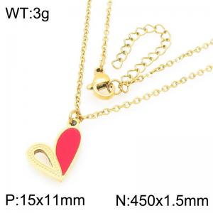 18K Gold Plated Stainless Steel Jewelry Necklace Hollow Heart Necklace for Women - KN292970-Z