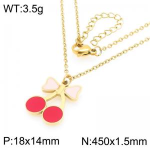 18K Gold Plated Stainless Steel Fruit Cherry Jewelry Necklace Necklace for Women - KN292971-Z