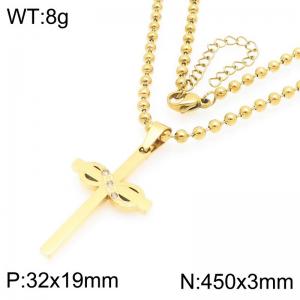High Quality Vintage Jewelry Stainless Steel Infinity Cross Pendant Necklace Bead Chain Jewelry Zircon Necklaces - KN292980-Z