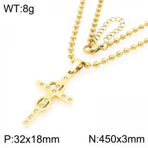 High Quality Vintage Jewelry Stainless Steel Infinity Cross Pendant Necklace Bead Chain Jewelry Zircon Necklaces - KN292982-Z