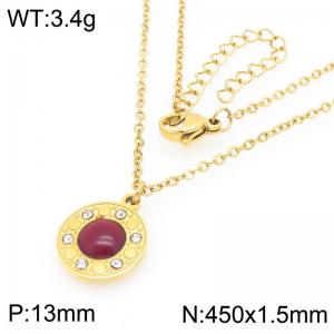 Creative Stone Pendant Necklace For Women Gold Color Stainless Steel Jewelry - KN293011-Z