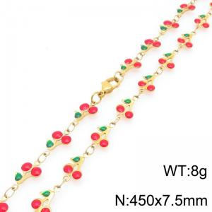 Boho Cherry Charm Bracelet Women's Gold Color Stainless Steel Jewelry - KN293045-Z