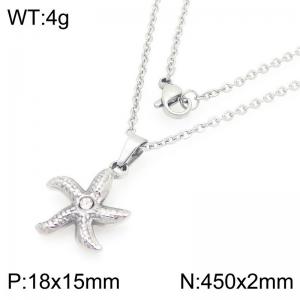 Fashionable ocean style stainless steel diamond studded starfish necklace - KN293229-Z