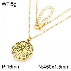 Fashionable countryside style stainless steel necklace paired with diamond studded Tree of Life pendant - KN293299-Z