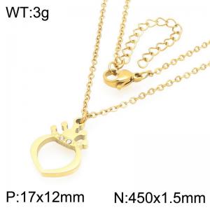 Personalized design stainless steel hollow crown heart-shaped necklace - KN293309-Z
