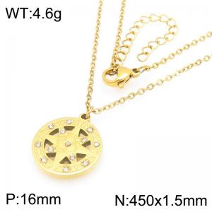 Personalized design stainless steel diamond studded octagonal necklace - KN293313-Z