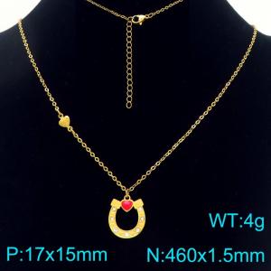 Personalized design stainless steel U-shaped horseshoe ring necklace - KN293315-Z