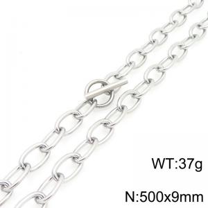 Fashion stainless steel O-chain 50cm necklace with OT buckle - KN293483-Z