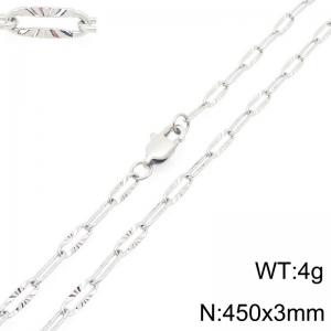 Simple and stylish stainless steel flat wire embossed long O-chain 45cm necklace - KN293498-Z
