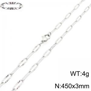 Simple and stylish stainless steel flat wire embossed long O-chain 45cm necklace - KN293502-Z