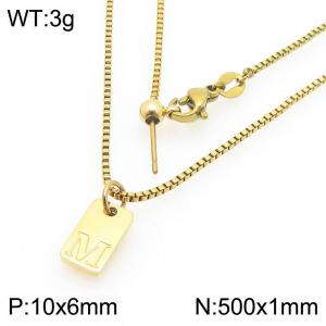 Fashionable stainless steel gold-plated letter M paired with a versatile necklace - KN293705-Z