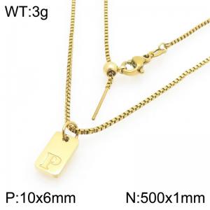Fashionable stainless steel gold-plated letter P paired with a versatile necklace - KN293708-Z